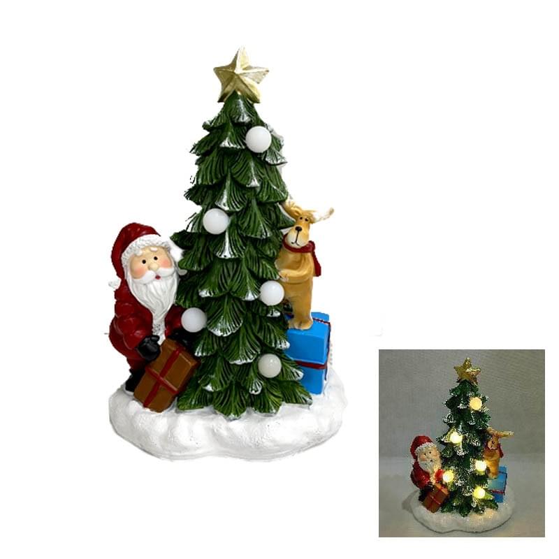 Santa Beside Tree LED