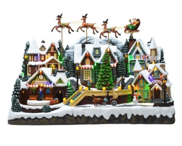 Large LED Santa's Village – 55cm Christmas Centerpiece