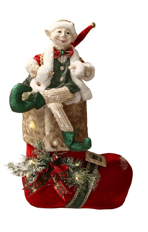 LED Elf in Red Santa Boot