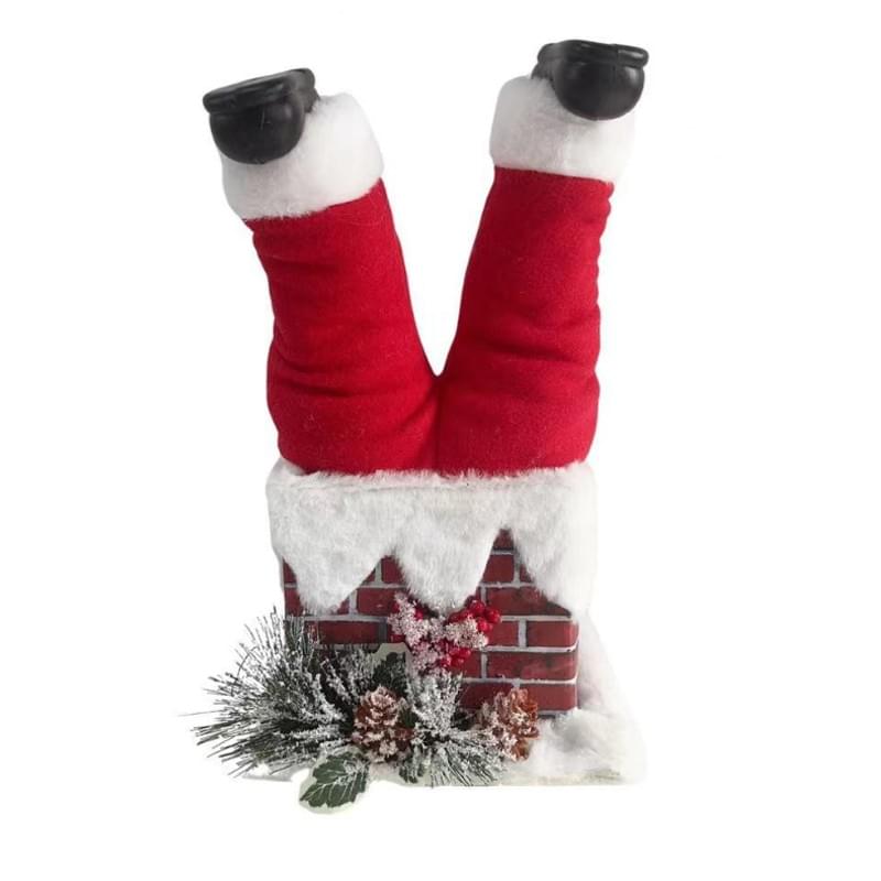 Animated Santa Kicking Leg On Chimney