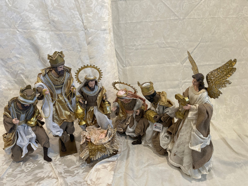 45cm Handmade Nativity Set with Angel & Three Wise Men