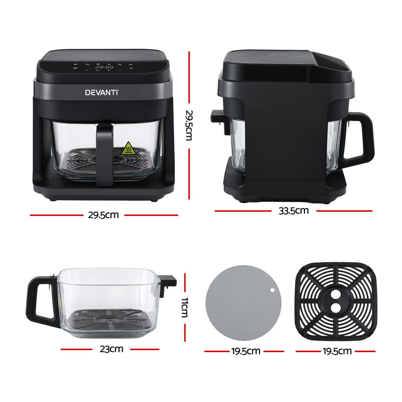 Devanti 5.5L Digital Air Fryer 1200W Black