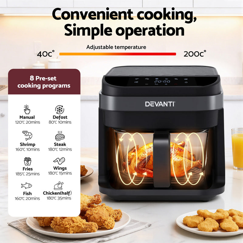 Devanti 5.5L Digital Air Fryer 1200W Black