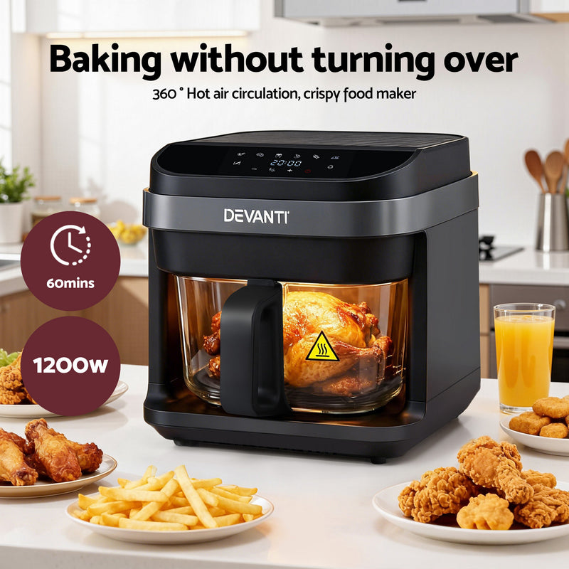 Devanti 5.5L Digital Air Fryer 1200W Black