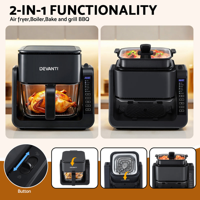Devanti 2-in-1 Air Fryer 5.5L with BBQ Grill