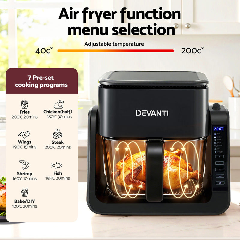 Devanti 2-in-1 Air Fryer 5.5L with BBQ Grill