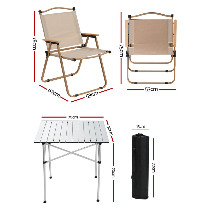 Weisshorn 3pc Folding Camping Table & Chairs