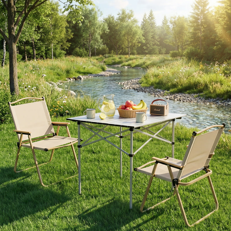 Weisshorn 3pc Folding Camping Table & Chairs