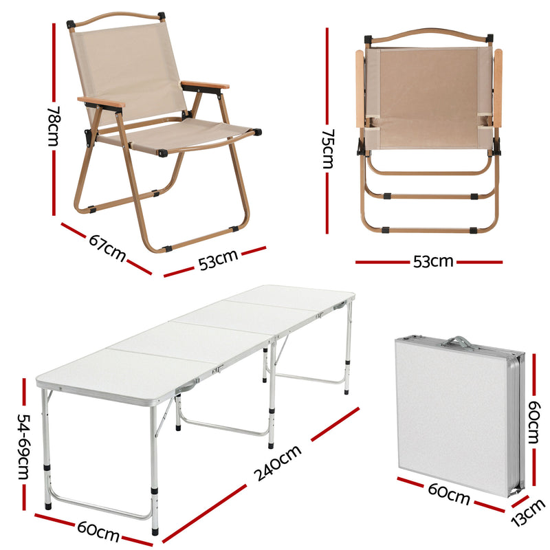 Weisshorn 7pc Folding Camping Table & Chairs Set – Aluminium
