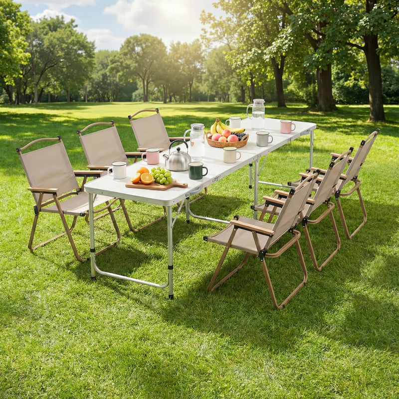 Weisshorn 7pc Folding Camping Table & Chairs Set – Aluminium