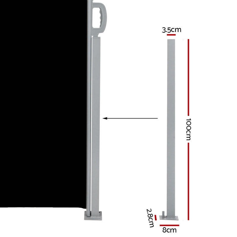 Instahut Retractable Side Awning 2×6m – Black