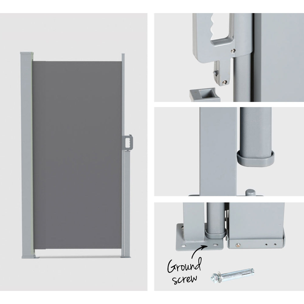 Instahut Retractable Side Awning 1.8×3m – Grey