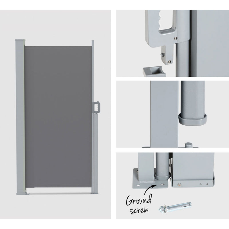 Instahut Retractable Side Awning 1.8×3m – Grey