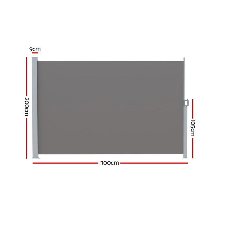 Instahut Retractable Side Awning 2×3m – Grey