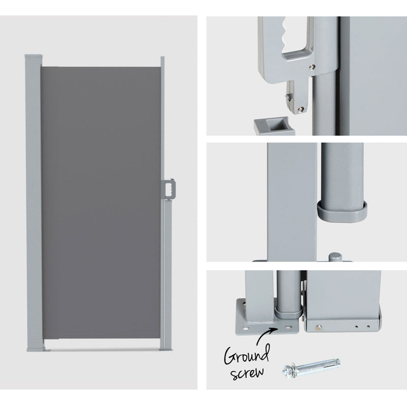 Instahut Retractable Side Awning 2×3m – Grey