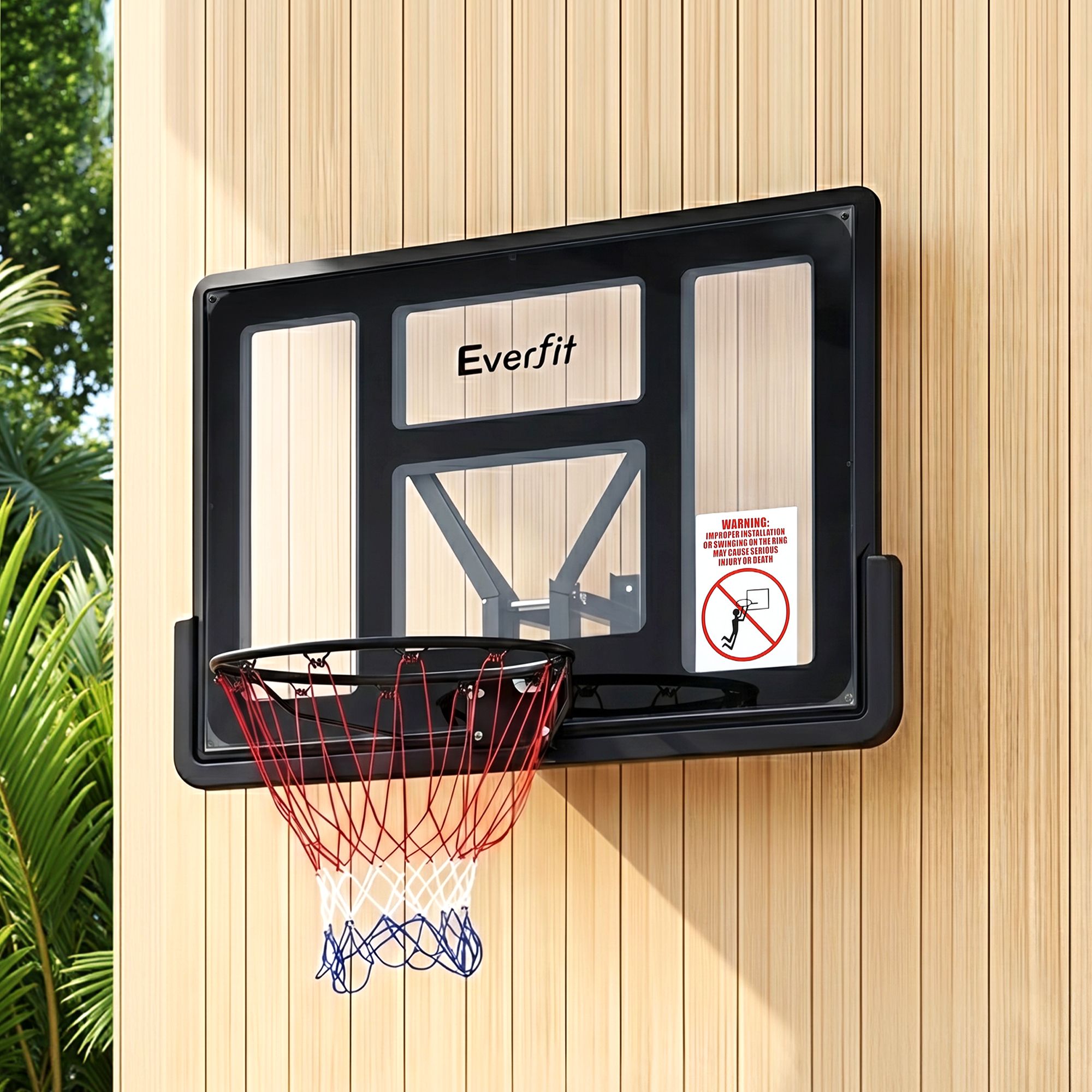 Everfit 43" Wall-Mount Basketball Hoop Backboard Indoor Outdoor Black