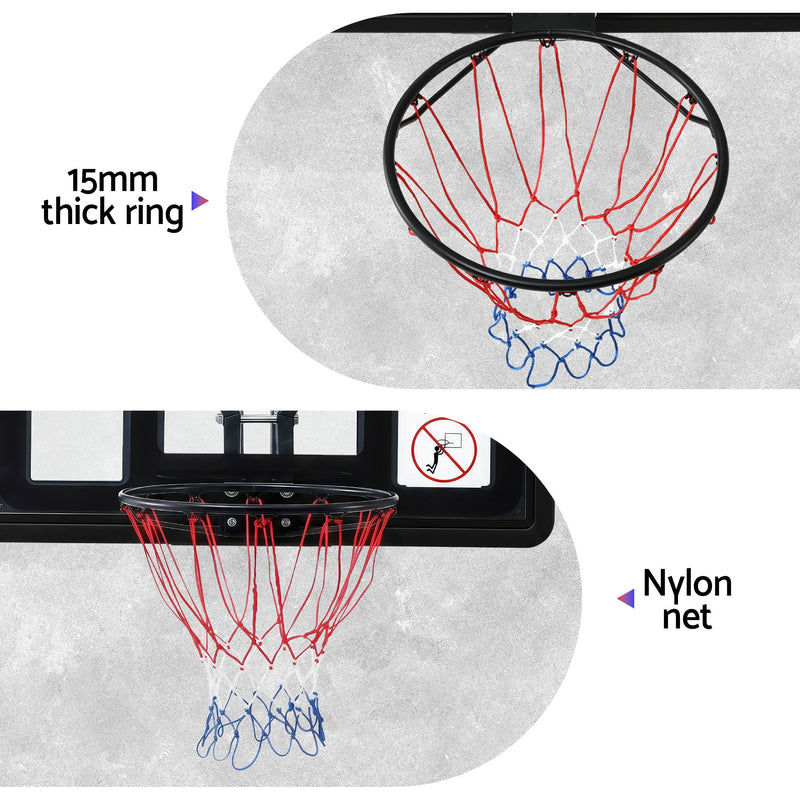 Everfit 43" Wall-Mount Basketball Hoop Backboard Indoor Outdoor Black