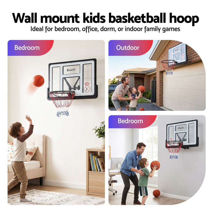 Everfit 43" Wall Mount Basketball Hoop &amp; Backboard Black/White