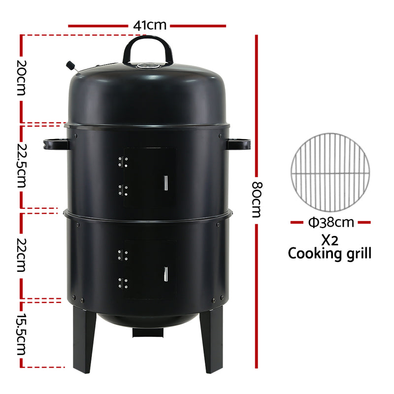 Grillz 3-in-1 Charcoal BBQ Smoker