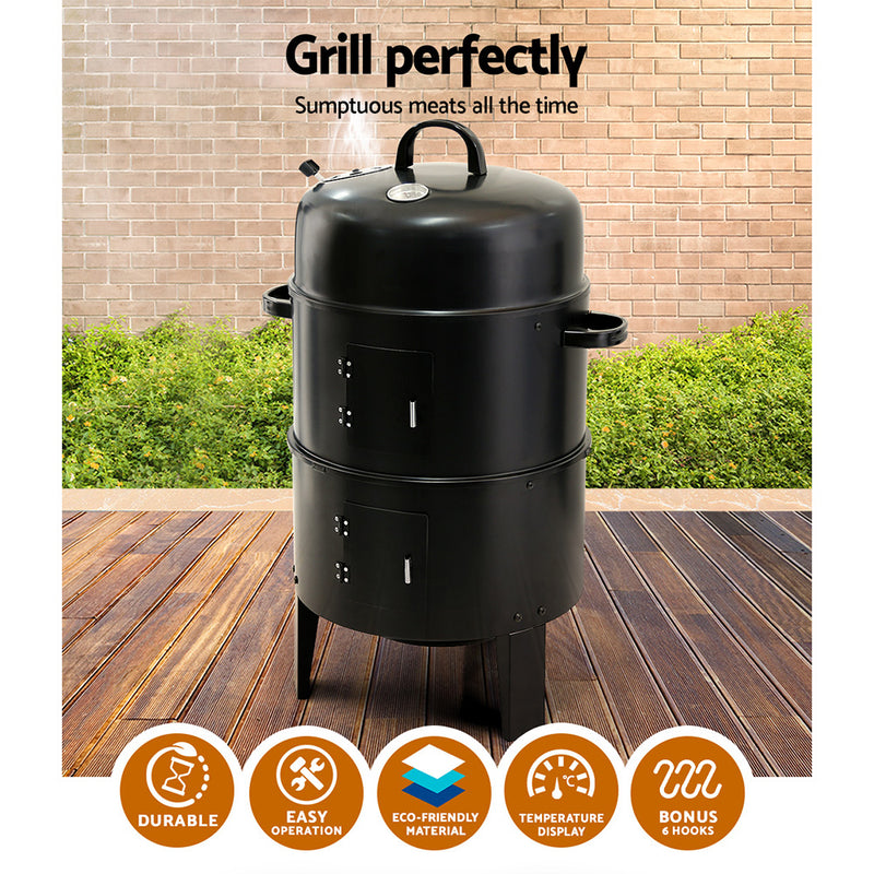 Grillz 3-in-1 Charcoal BBQ Smoker
