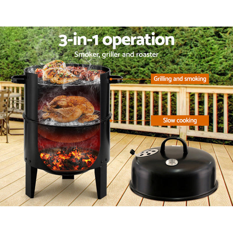 Grillz 3-in-1 Charcoal BBQ Smoker