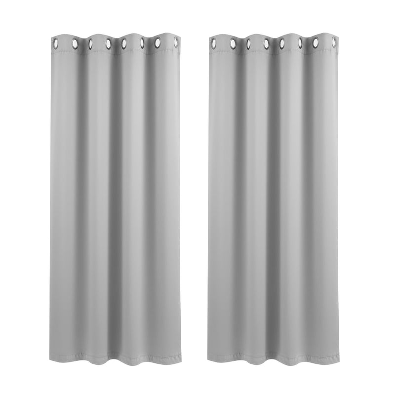 Artiss Blockout Curtains 2 Pack 132x160cm – Thermal Insulated Eyelet Drapes Grey