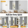 Artiss Blockout Curtains 2 Pack 132x160cm – Thermal Insulated Eyelet Drapes Grey