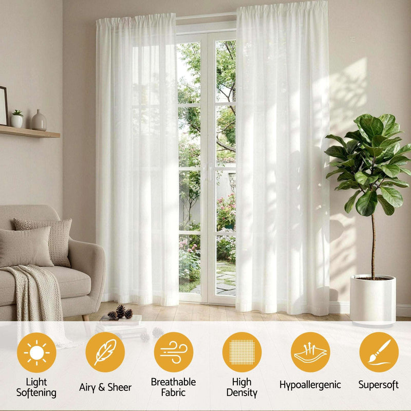Artiss Blockout Curtains 2 Pack 132x213cm – Light Filtering Rod Pocket Drapes