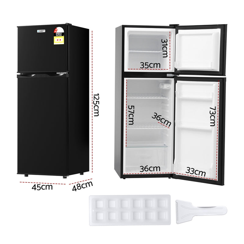 Devanti 122L Two Door Mini Fridge w/ Freezer – Black