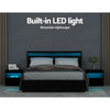 COLE Queen Size LED Gas Lift Bed Frame – Black