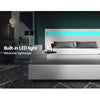 COLE Queen Size LED Gas Lift Bed Frame – White