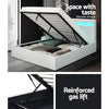 COLE Queen Size LED Gas Lift Bed Frame – White