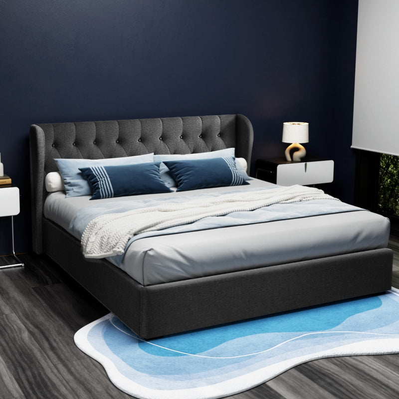 ISSA King Size Gas Lift Bed Frame – Charcoal