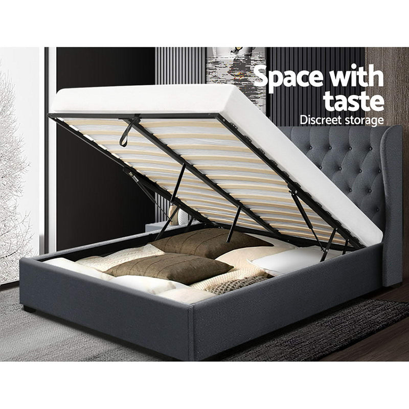 ISSA King Size Gas Lift Bed Frame – Charcoal