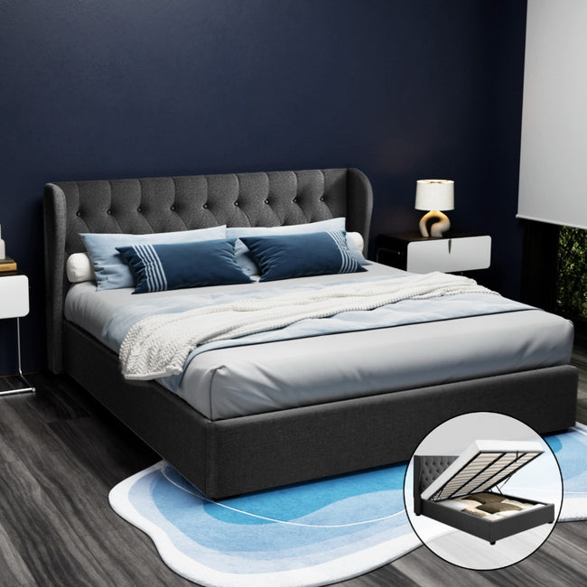 ISSA King Size Gas Lift Bed Frame – Charcoal