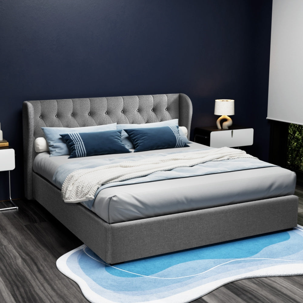 ISSA King Size Gas Lift Bed Frame – Grey