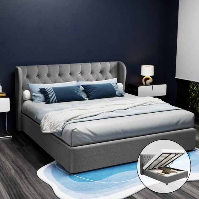 ISSA King Size Gas Lift Bed Frame – Grey
