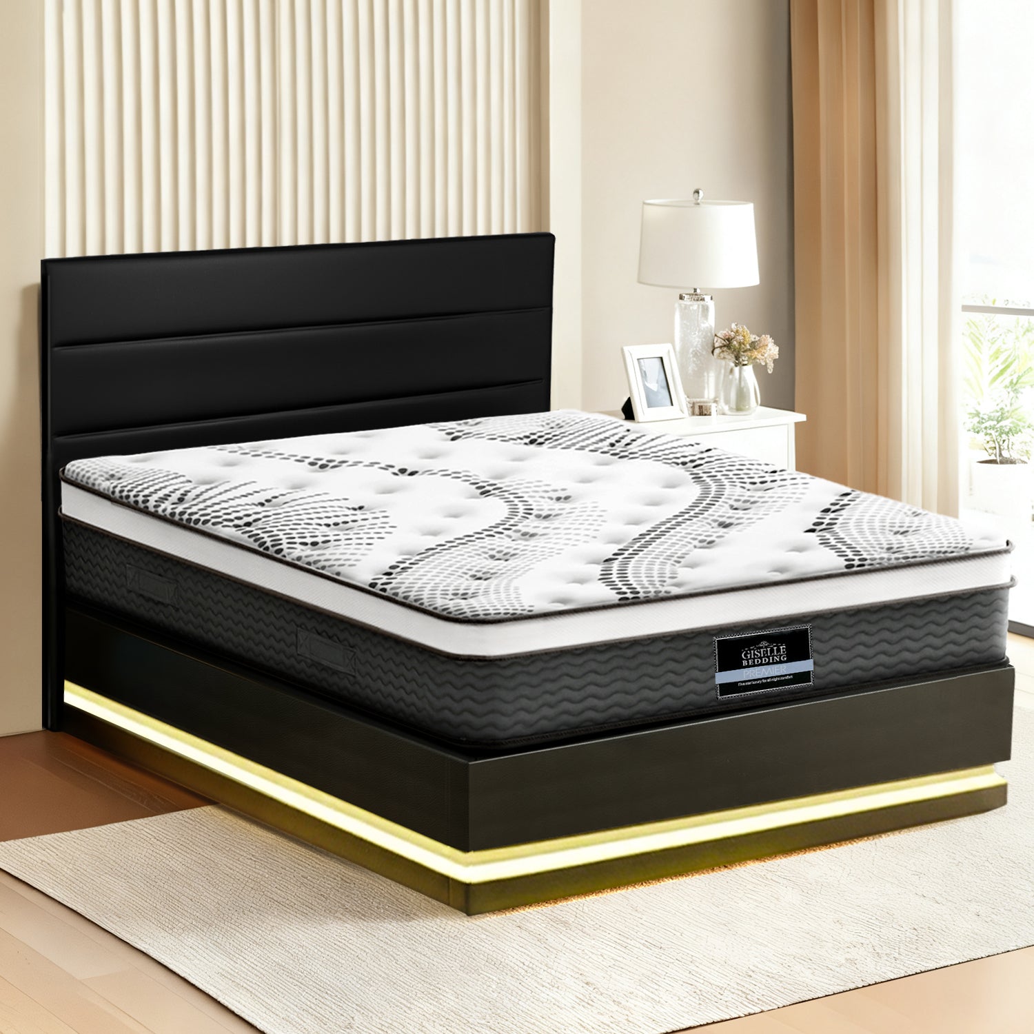 RGB LED Queen Bed Frame with 32cm Mattress Set