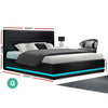 Bed Frame Queen Size Gas Lift Black LUMI