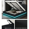 Bed Frame Queen Size Gas Lift Black LUMI