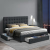 Bed Frame Double Size with 4 Drawers – Grey AVIO