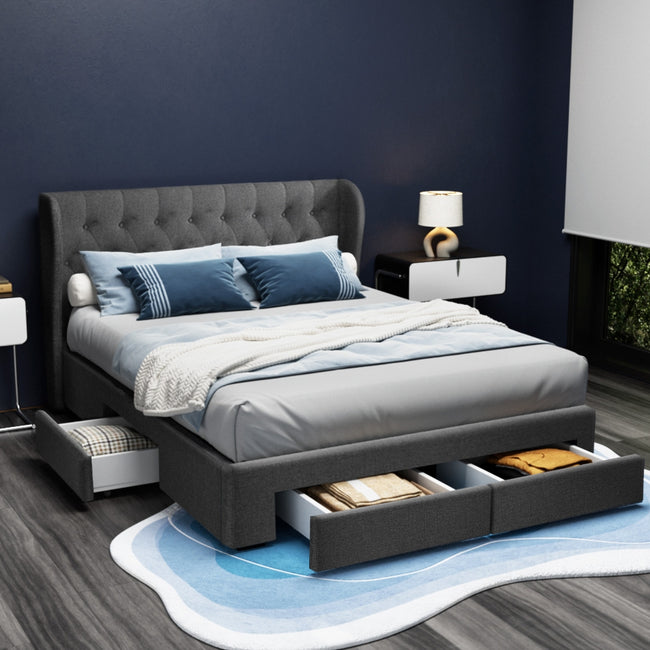 MILA Queen Bed Frame with Storage Drawers