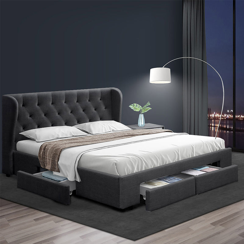 MILA Queen Bed Frame with Storage Drawers