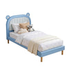 Artiss Kids King Single Bed Frame with Bear Headboard – Blue & White
