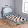 Artiss Kids King Single Bed Frame with Bear Headboard – Blue & White