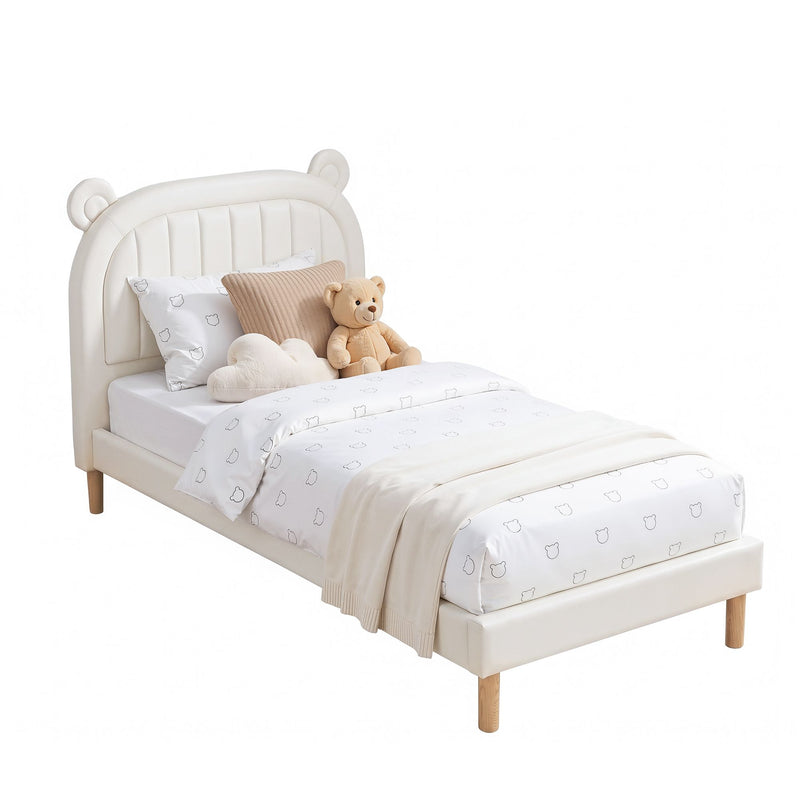 Artiss Kids King Single Bear Bed Frame – Beige White