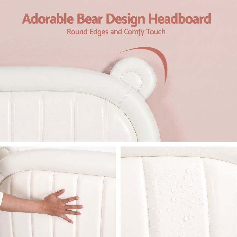 Artiss Kids King Single Bear Bed Frame – Beige White