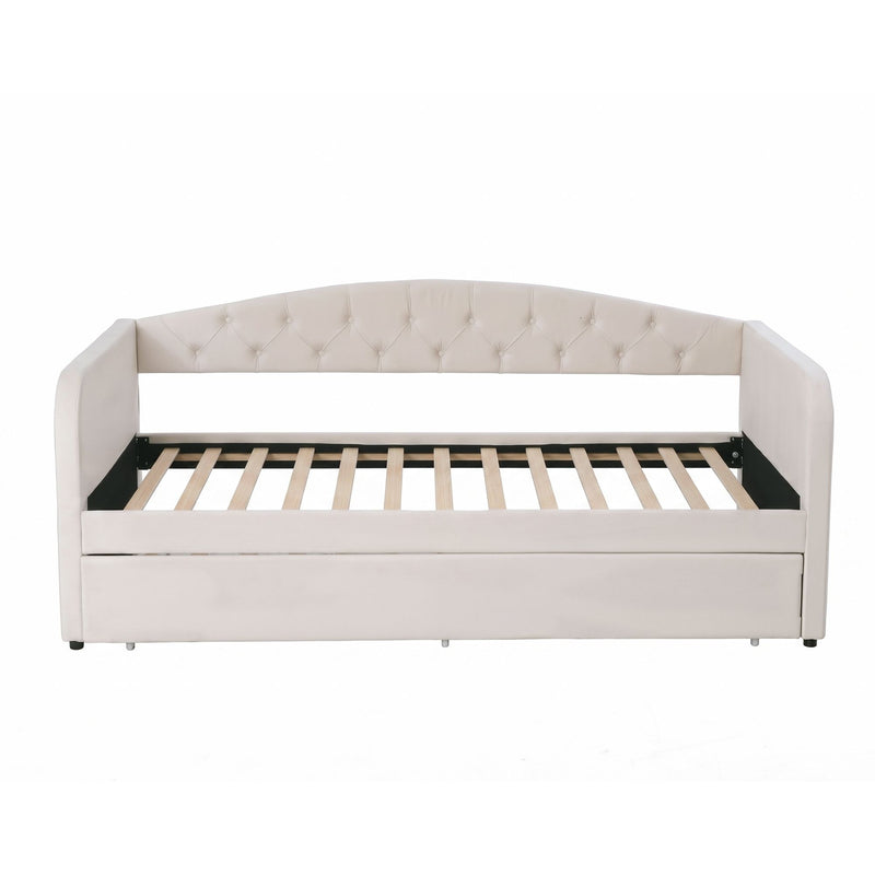 Artiss Velvet Daybed with Trundle Bed
