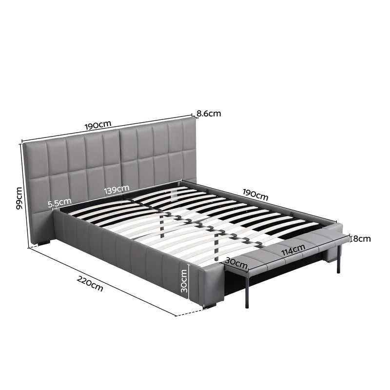 Artiss Double Gas Lift Storage Bed Frame with Bench