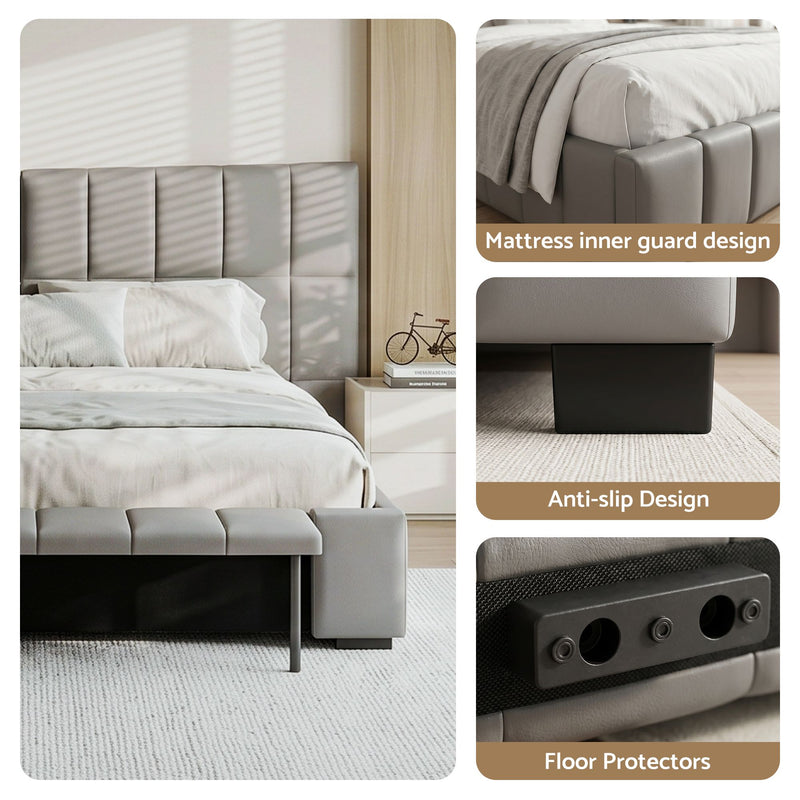 Artiss Double Gas Lift Storage Bed Frame with Bench